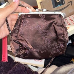 Express Dark Brown Floral Clutch